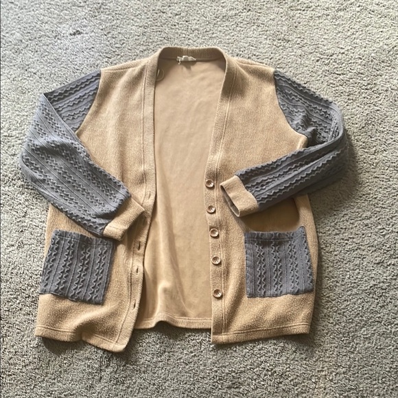 Vici Stylish Tan and Gray Women's Sweater - Picture 1 of 4